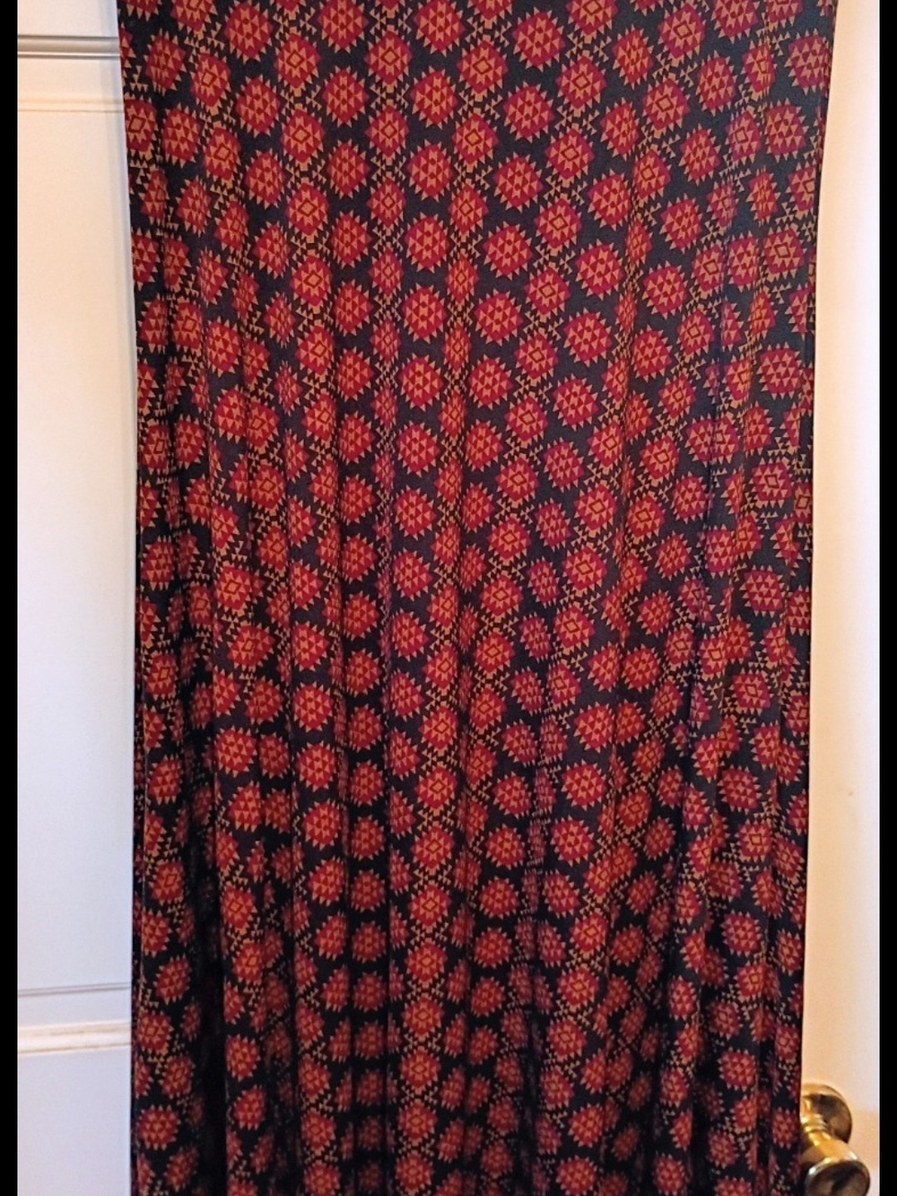 LuLaRoe Red and Black Geometric Print Maxi Skirt